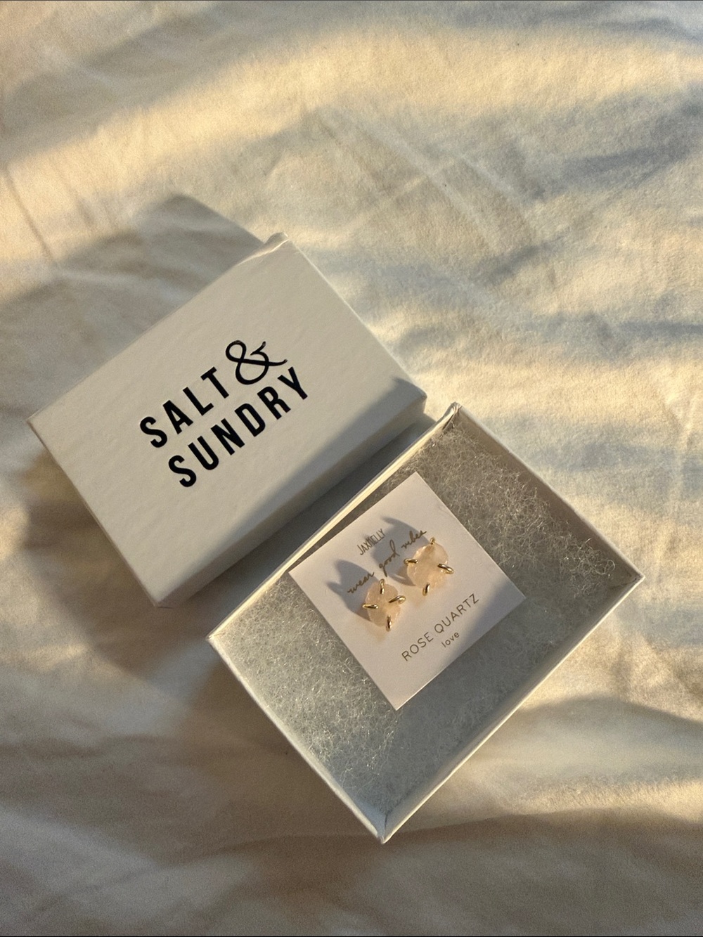 Salt & Sundry Rose Quartz Stud Earrings - Light Pink Gold